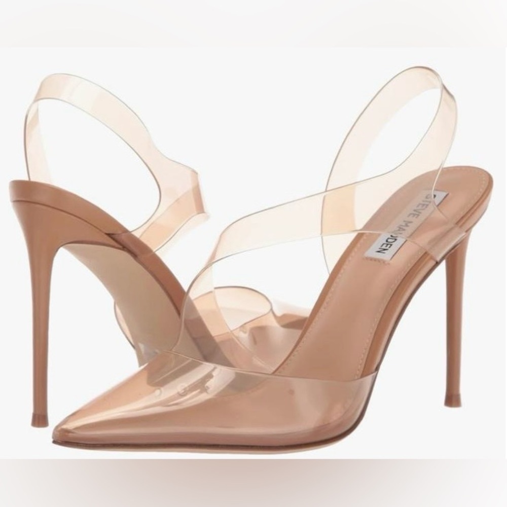 Steve Madden Vienne Tan Vinyl Slingback Pointed Toe Heel Pumps Size 10m
